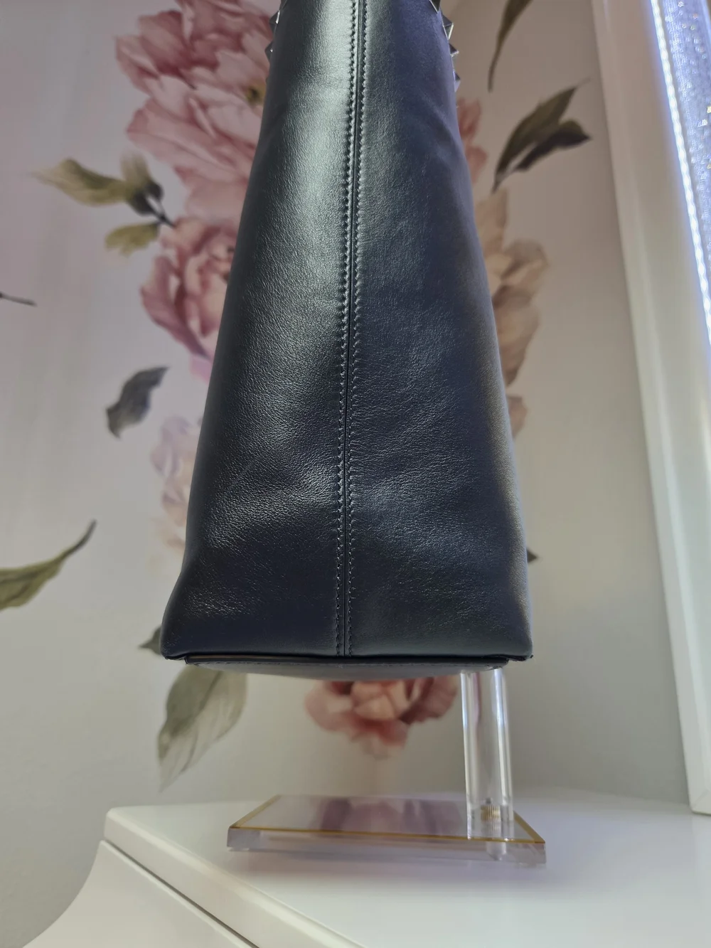 Authentic Valentino Garavani x Undercover Rockstud Rose Black Leather Tote